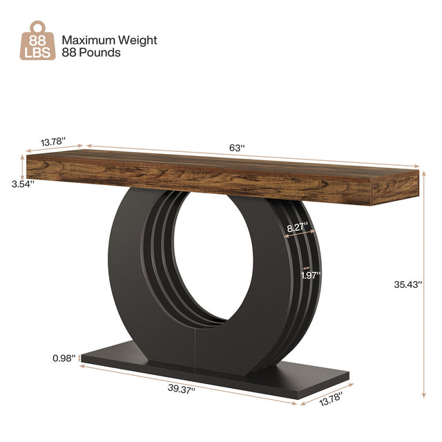 63 inch Rustic Sofa Table circle base dimensions