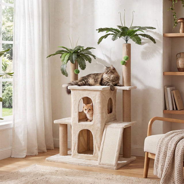 61 inch Tropical Palm Cat Tree Tower Large Perch Platform Indoor Cats main