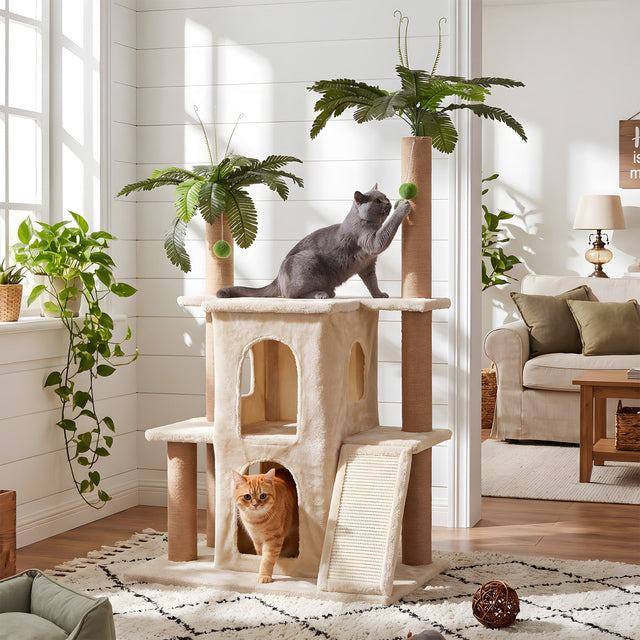 61 inch Tropical Cat Tree caves and platforms