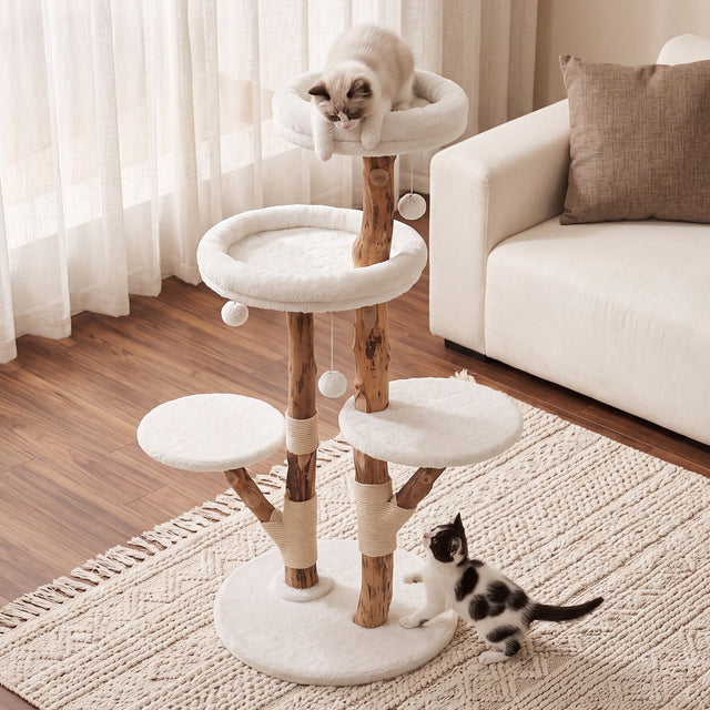 59 inch Solid Wood Cat Tower sisal posts