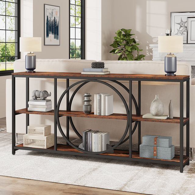 70.9 inch Console Table 3-tier shelf detail