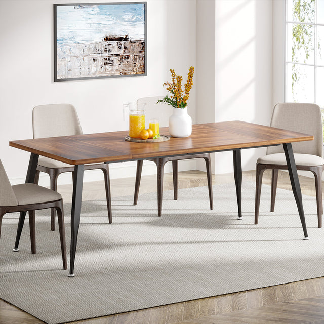 Industrial Dining Table, 70.9" Kitchen Dinner Table for 6 to 8 People