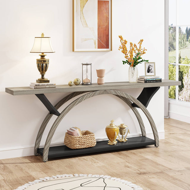 70.9 inch 2-Tier Console Table half moon frame dimensions