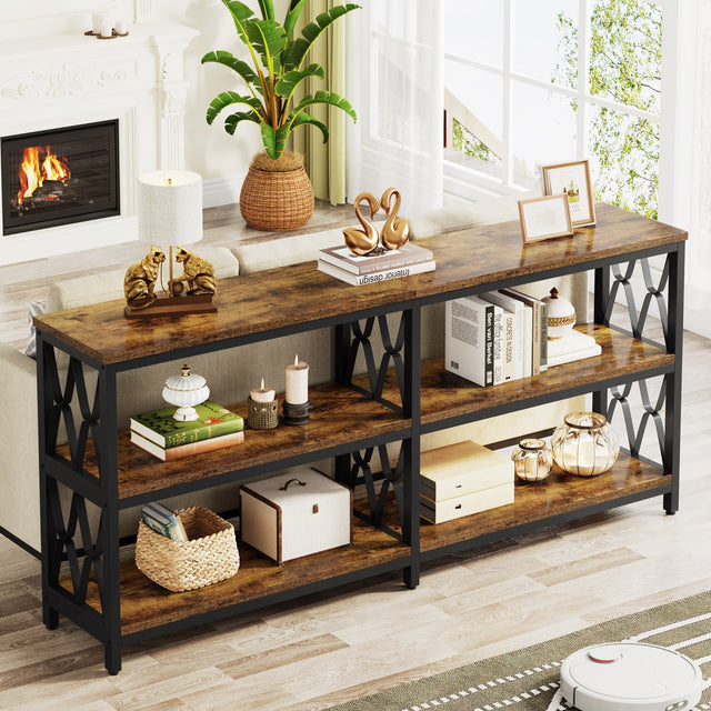70.9 inch 3-Tier Console Table steel frame detail