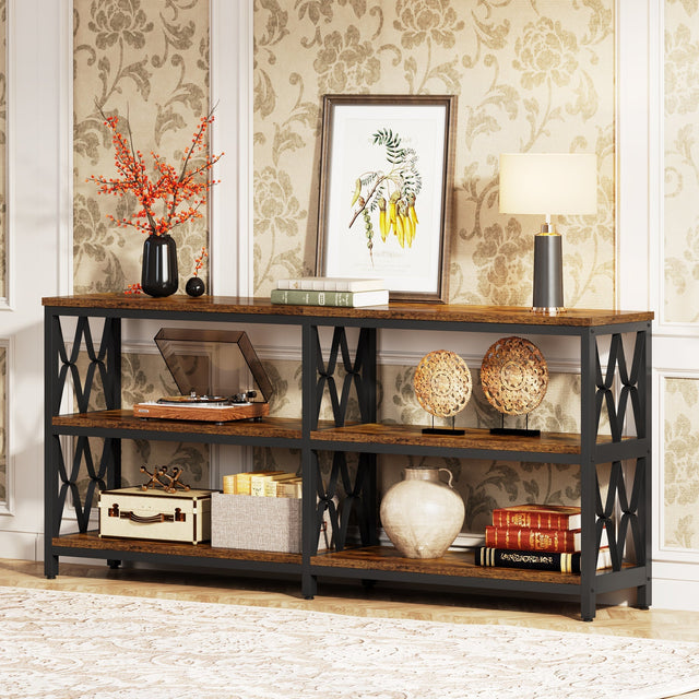 70.9 inch 3-Tier Console Table dimensions overview