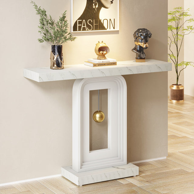 39.4 inch Console Table modern gold decor faux marble