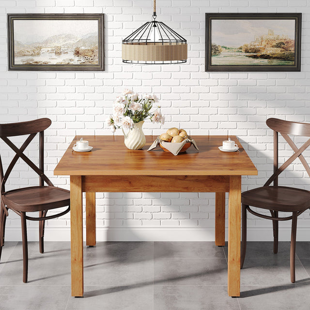 39.4" Square Dining Table Kitchen Table with Solid Wood Legs for 4