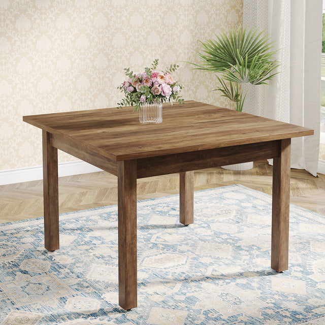 39.4" Square Dining Table Kitchen Table with Solid Wood Legs for 4