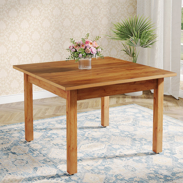 39.4" Square Dining Table Kitchen Table with Solid Wood Legs for 4