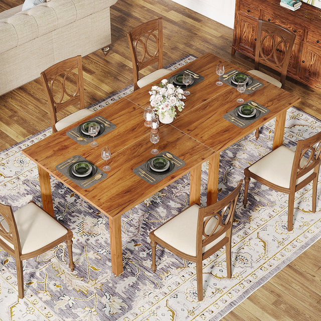 39.4" Square Dining Table Kitchen Table with Solid Wood Legs for 4