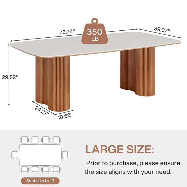 78.74" Beige Travertine Dining Table