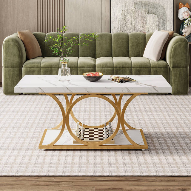 Rectangle coffee table lower shelf storage close-up