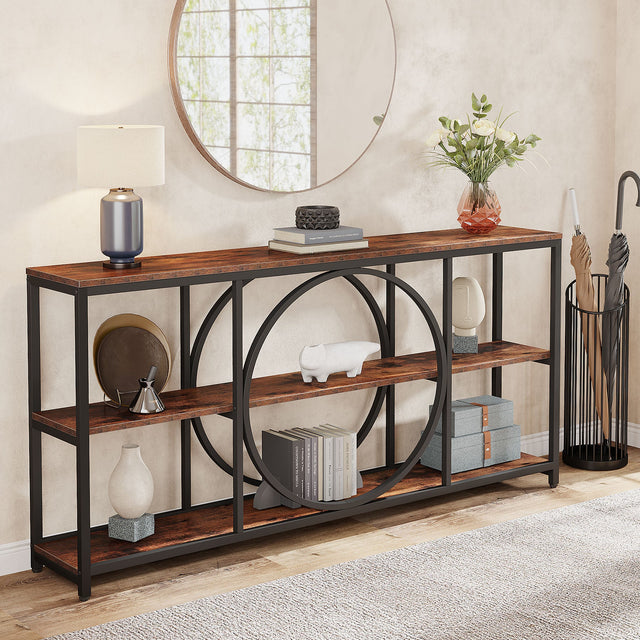 70.9 inch Console Table 3-tier shelves dimensions