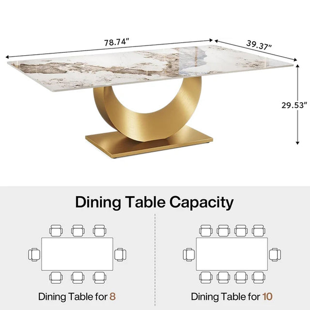 Glossy Pandora Sintered Stone Dining Table