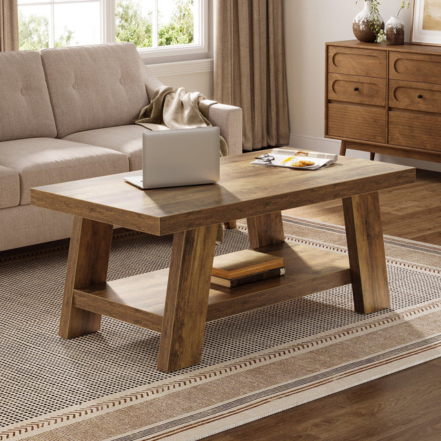 47 inch Farmhouse 2-Tier Coffee Table room view