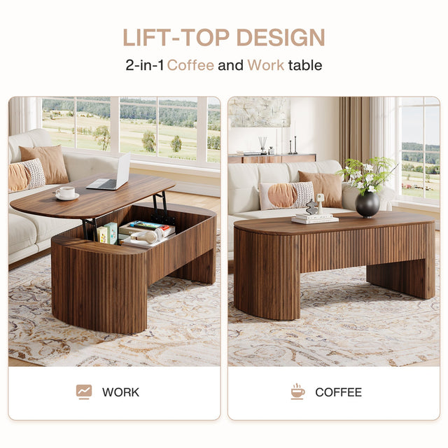 47 inch Lift Top Coffee Table side angle
