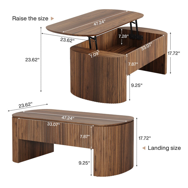 47 inch Lift Top Coffee Table lifted position
