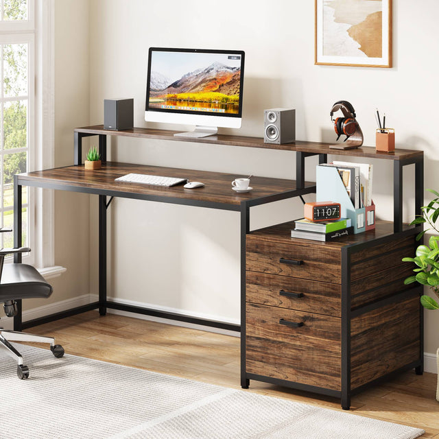 63 inch desk monitor stand ergonomic eye level setup