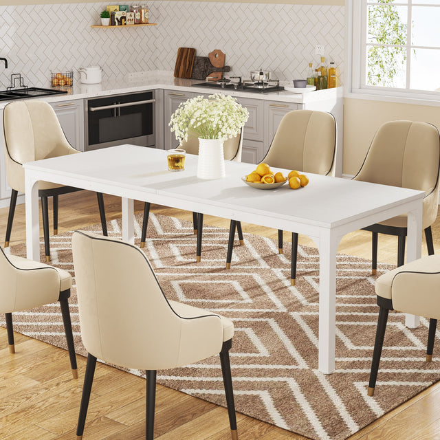 78.7" Rectangular Dining Table for 6–8 People, Long Kitchen Table