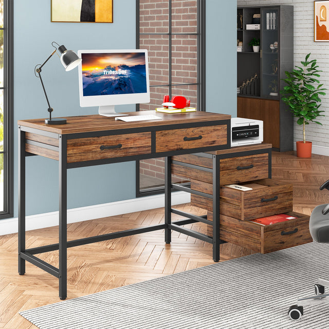 5-drawer desk file cabinet drawer detail