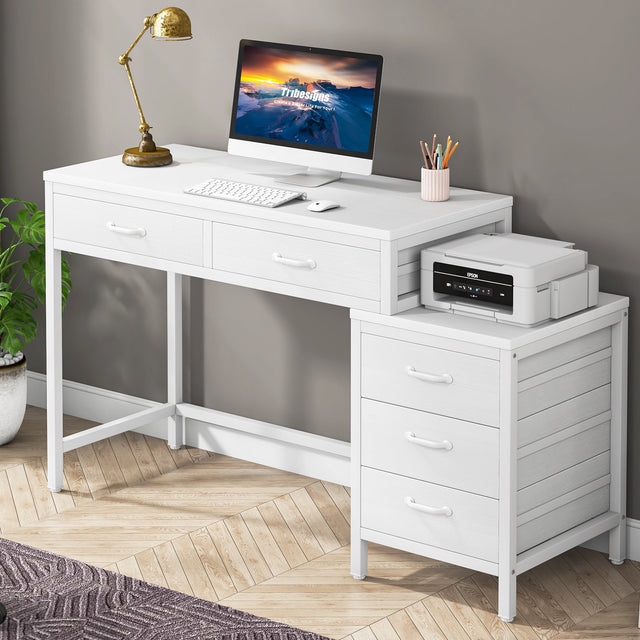5-Drawer Computer Desk White color variant