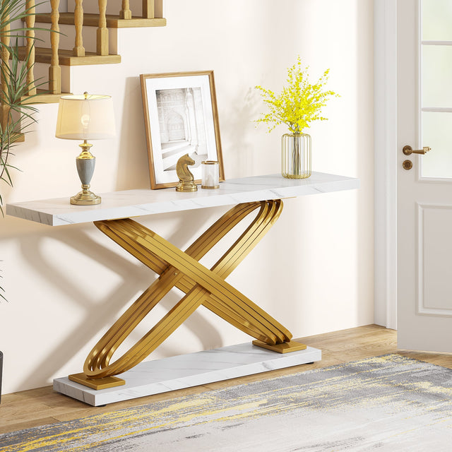 55 inch Console Table gold frame detail