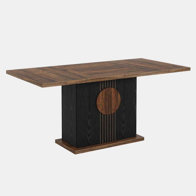 55" Rectangular Dining Table, Farmhouse Wood Kitchen Table for 4 to 6 People