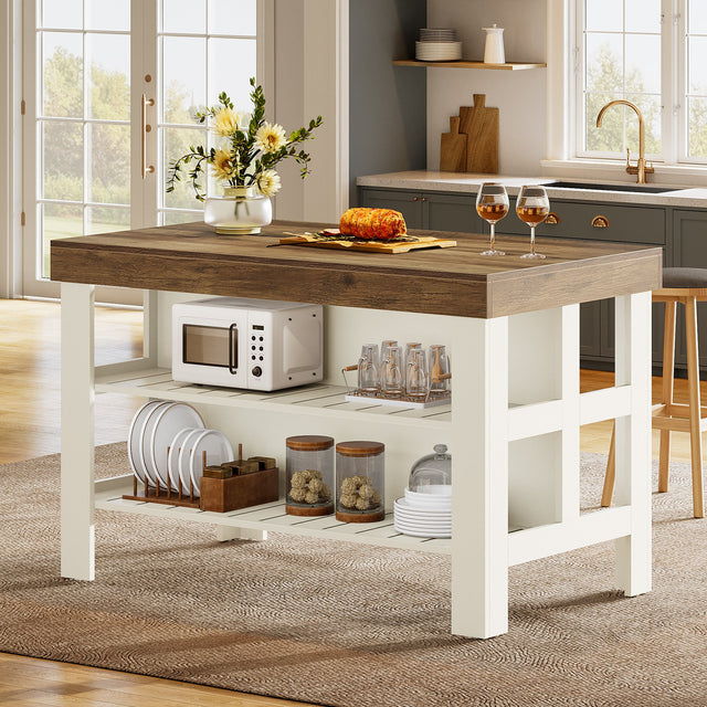 55 inch Kitchen Island storage shelves