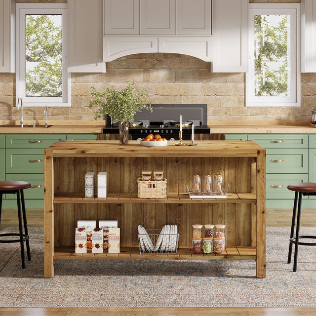 59 inch Solid Wood Kitchen Island worktop