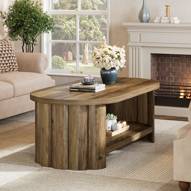 47.24 inch Oval Coffee Table shelf detail