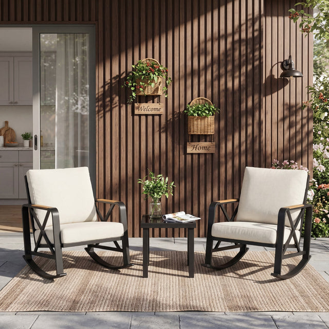 2-Person Outdoor Rocking Chair Set