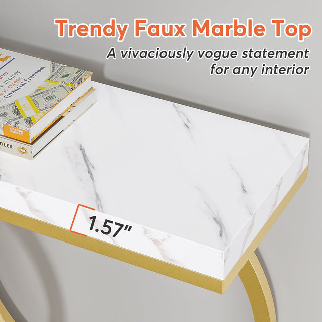 55 inch Faux Marble Console Table entryway styling