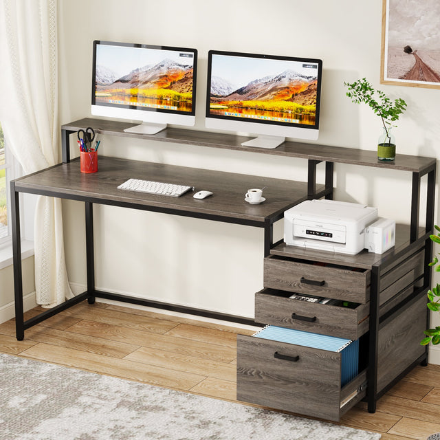 63 inch ergonomic desk Gray color variant