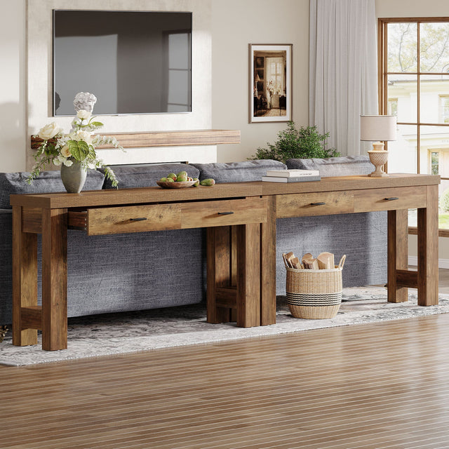 63 inch Console Table H-shaped leg detail