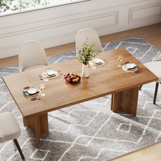 63" Rectangular Dining Table, Farmhouse Kitchen Dinner Table for 4-6 People