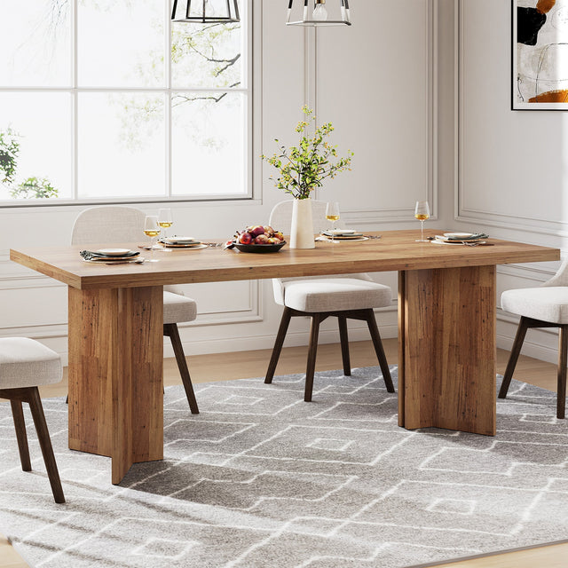 63" Rectangular Dining Table, Farmhouse Kitchen Dinner Table for 4-6 People