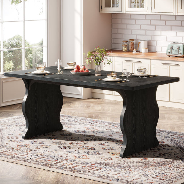63" Dining Table, Modern Rectangular Kitchen Table for 4-6