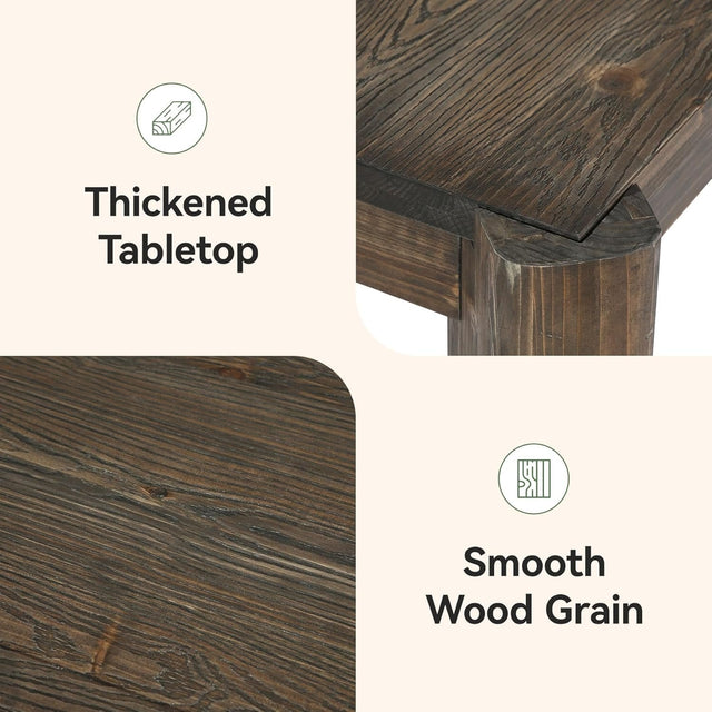 63" Dining Table, Solid Wood Kitchen Table with Heavy Duty Legs for 6 People