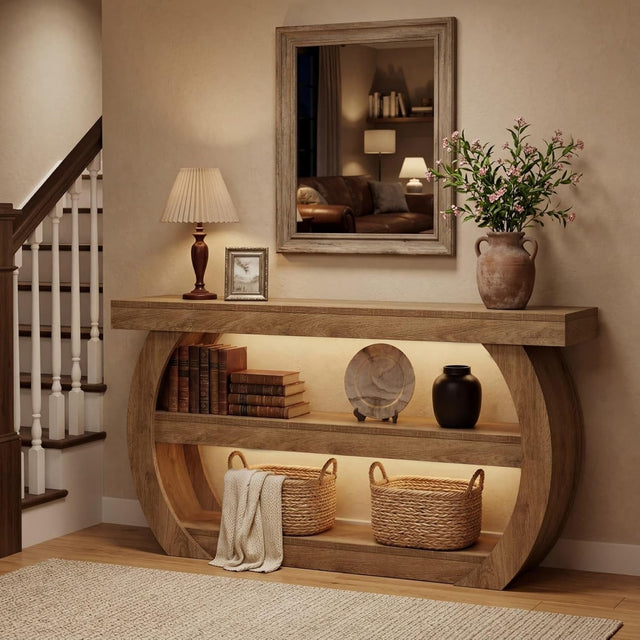 63 inch Farmhouse Console Table 3-tier entryway styling