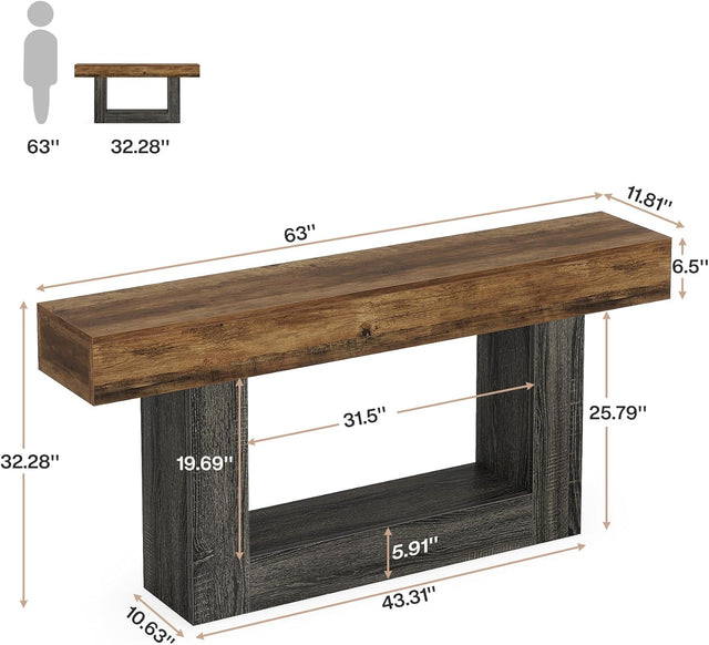 63 inch Wooden Console Table dimensions