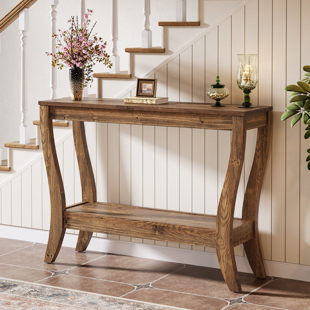 41.3 inch Solid Wood Console Table storage shelf