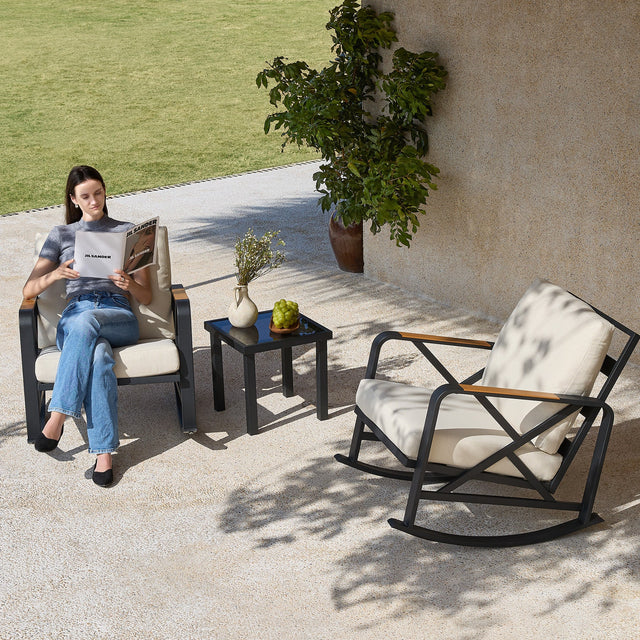 2-Person Outdoor Rocking Chair Set