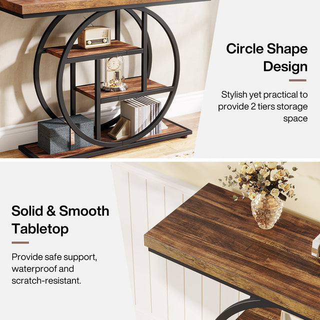 41.3 inch 4-Tier Console Table circle frame closeup