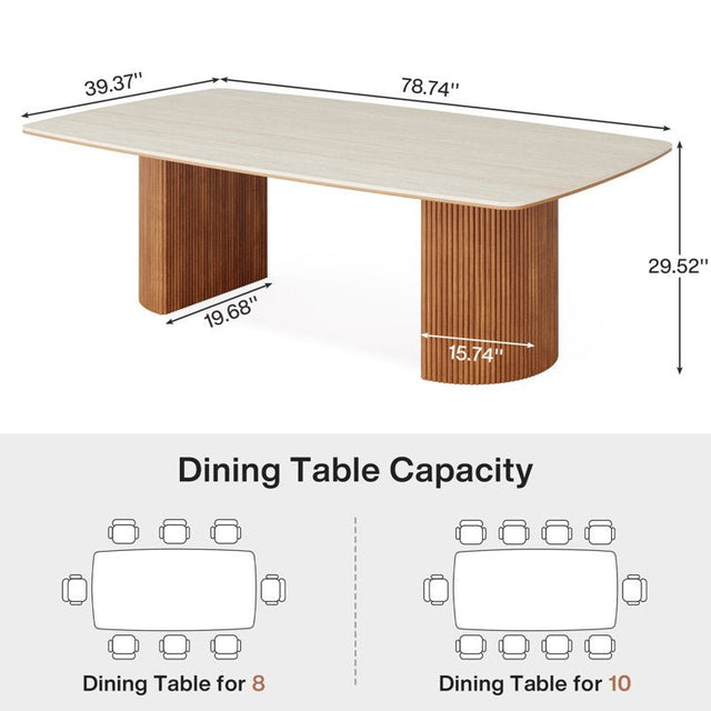 78.7" Travertine Dining Table