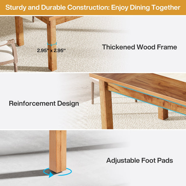 70.9" Wood Dining Table for 6-8 People, Farmhouse Breakfast Table