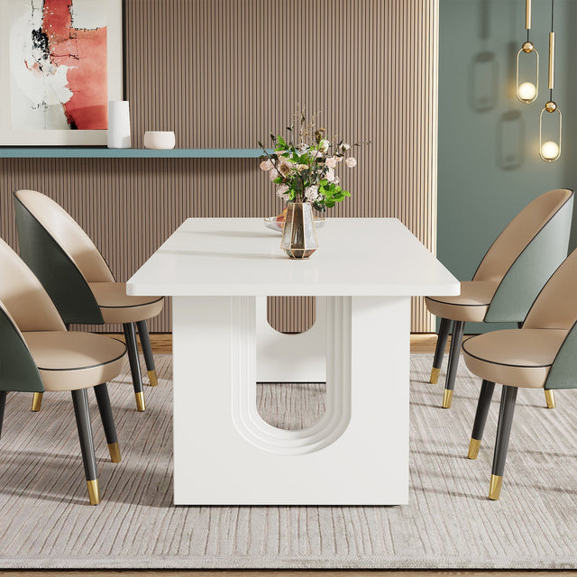 71" Dining Table for 6 to 8 People, Modern Wood Kitchen Dinner Table