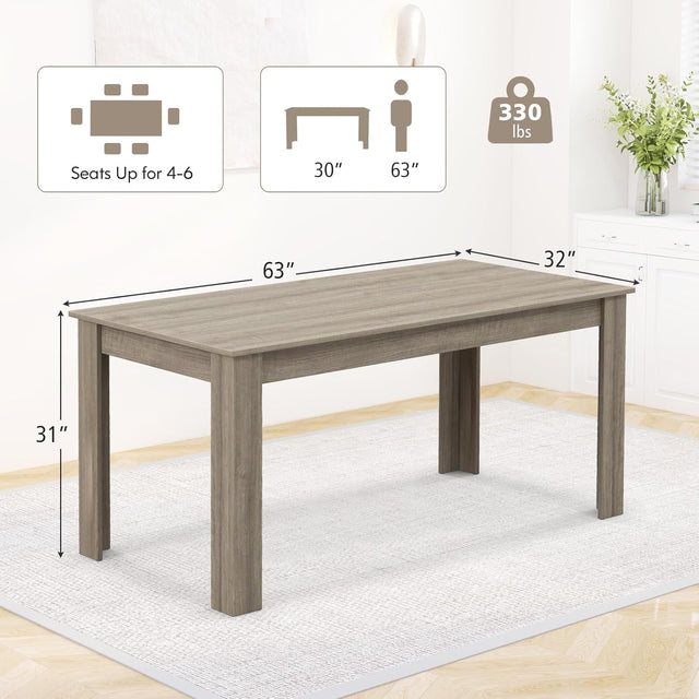 Wood Dining Table 63"