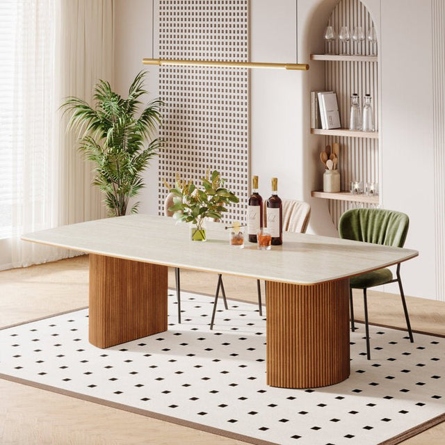 78.7" Travertine Dining Table