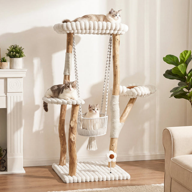 51 inch Solid Wood Cat Tree platform view