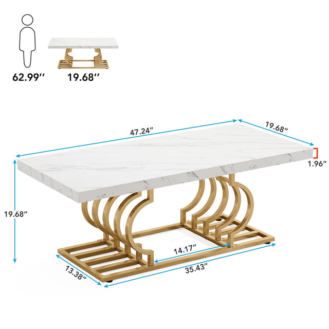 47 inch Faux Marble Coffee Table room lifestyle